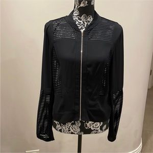 NWT Cache black silver zip front top/jacket 
size 6